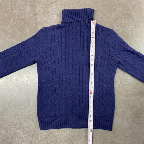 VTG Polo Ralph Lauren Cable Knit Turtleneck Sweater Blue Women’s Large - Picture 6 of 8